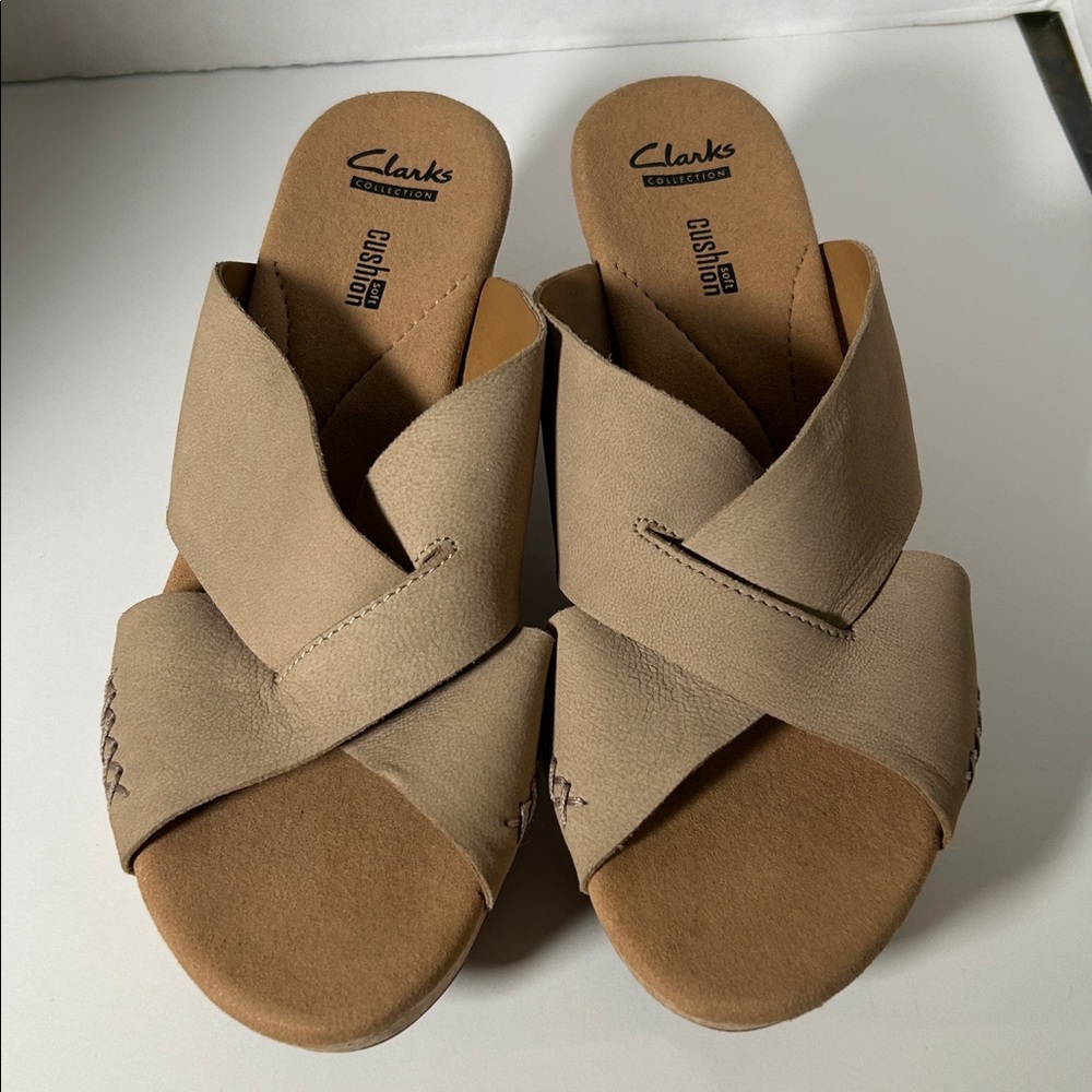 Clark's Annadel Danae Cross Band Wedge Slides 9M